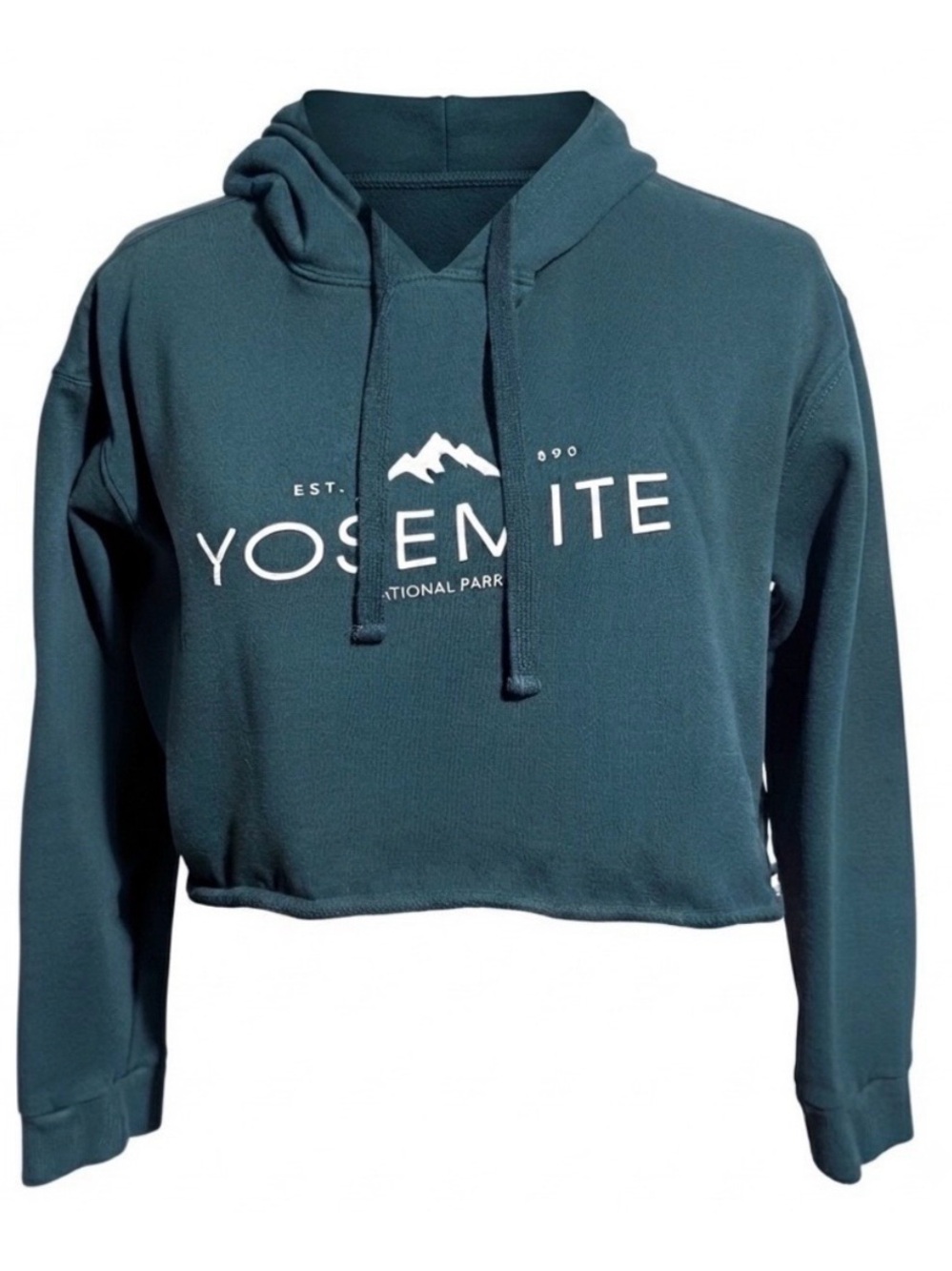 Yosemite National Park Cropped Hoodie Teal Green Sporty Sweatshirt‎ Women Large